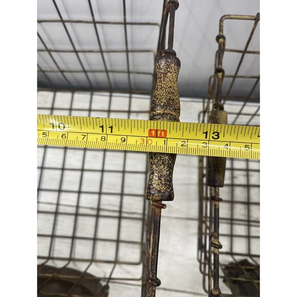 Vintage Metal Wire Locker Baskets Apple Pie Farmhouse Storage | Set of 2 - Picture 4 of 16